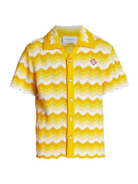 Casablanca Gradient Wave-knit Cotton-blend Shirt In Yellow | WHAT’S ON
