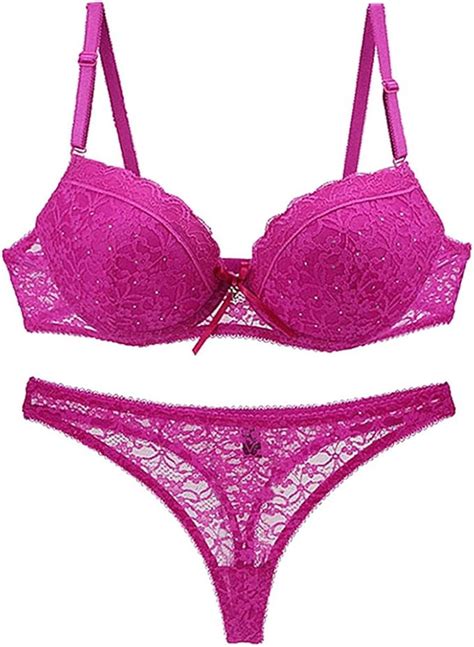 Vertvie Damen BH Set Lingerie Dessous Set Reizwäsche Push Up Spitze Bügel BH und String