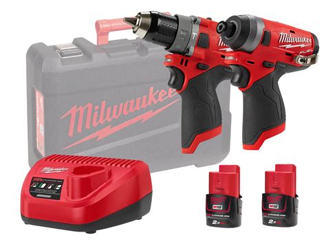 Milwaukee M12fpp2a 12v Fuel M12fid Impact Driver And M12fpd Combi Drill