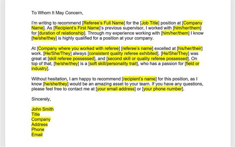 Reference Letter Template, Employee Reference Letter, Reference ...