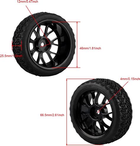 Buy Shaluoman Rubber Tires Wheels Mm Hex Drive Hub For Th Scale