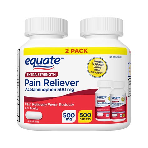 Equate Extra Strength Acetaminophen Caplets 500 Mg 2 Pack 500 Count