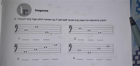 Tukuyin Ang Mga Pitch Names Ng F Clef Staff Isulat Ang Sagot Sa