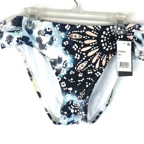 Kenneth Cole Reaction Swim Kenneth Cole Womens Side Shirred Hipster Bikini Bottom Size Large