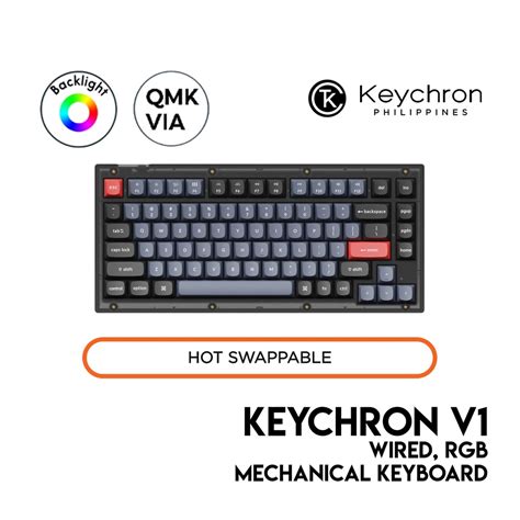 Keychron V Qmk Mechanical Keyboard Frosted Black Wired Rgb Hot Swap Qmk Via Shopee