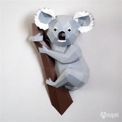 Koala Papercraft Sculpture Printable D Puzzle Papercraft Etsy