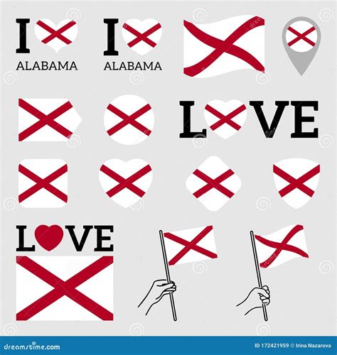 Flag of Alabama. Set of Vector Flags Stock Vector - Illustration of ...