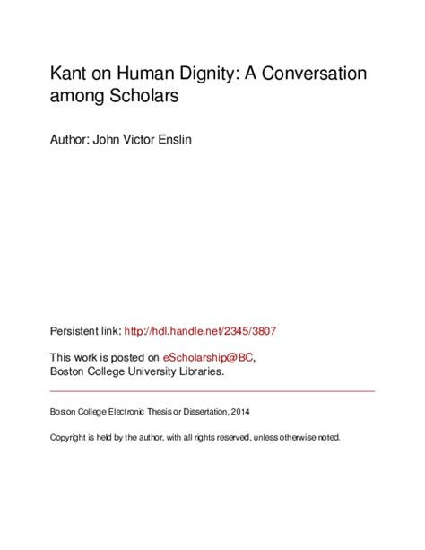 Pdf Kant On Human Dignity A Conversation Among Scholars John