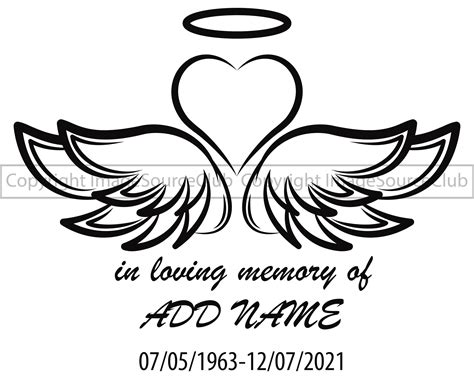 In Loving Memory | Memorial SVG & PNG Angel Wings With Halo and Heart