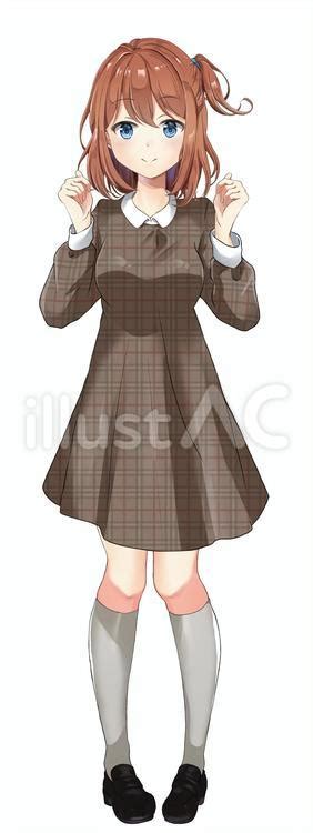 元気な女の子私服立ち絵イラスト No 22500692｜無料イラスト・フリー素材なら「イラストac」