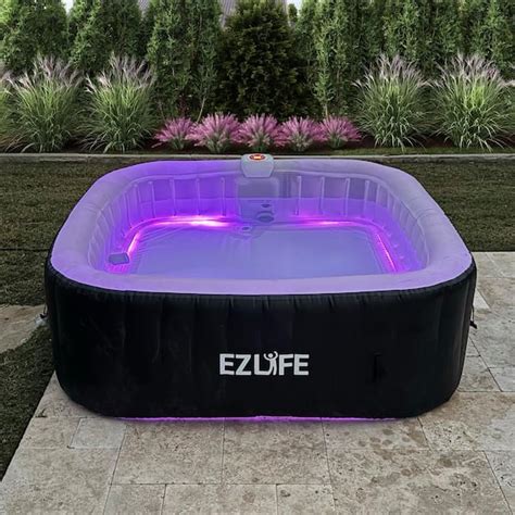 Ezlife Person Aqua Jets Volt Square Inflatable Hot Tub Spa With Led Cover Repair