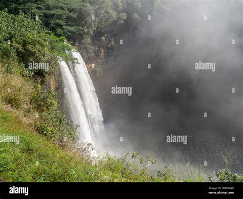 Majestic Twin Wailua Waterfalls On Kauai Hawaii Stock Photo Alamy