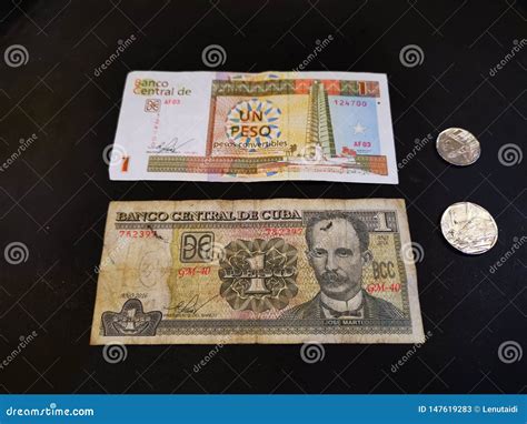 Cuban peso bills and coins stock image. Image of communism - 147619283