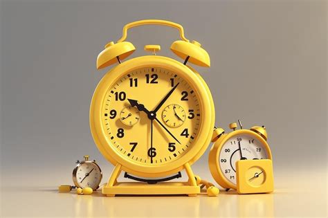 Premium Photo Yellow Alarm Clock With A Stopwatch For Sports Cartoon Minimalist Style 3d