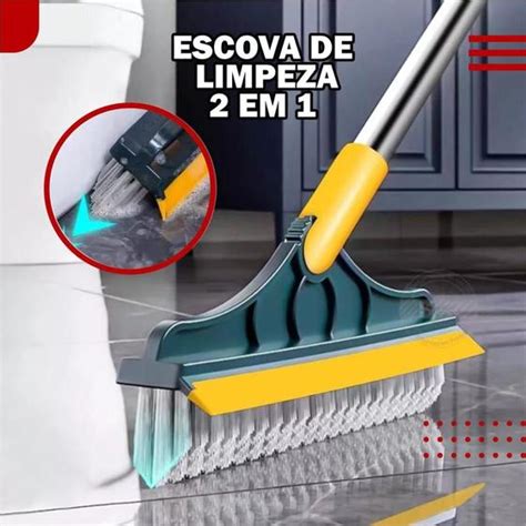 Vassoura Multifuncional 2 Em 1 Rodo Magico Limpa Canto Limpeza Angular