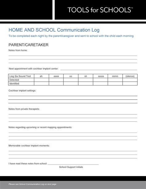 Parent Contact Log Printable 3