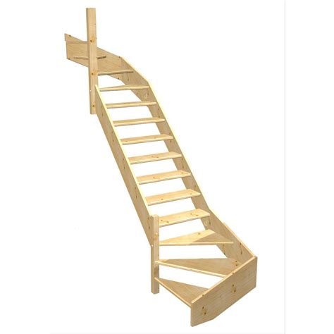 Escalier Aria Double Quart Tournant Haut And Bas Sans Rampe Lapeyre