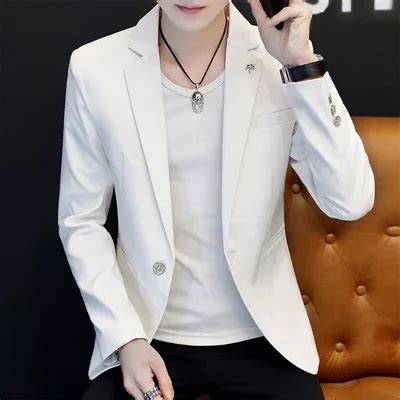 Приталенный летний мужской спортивный пиджак блейзер тонкий белый ...