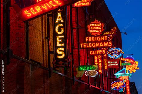 Outdoor Free Neon Sign Museum, a collection of historic neon signs from old or demolished ...