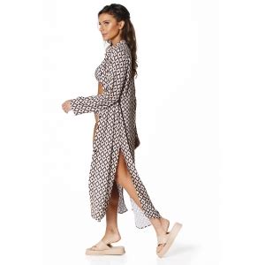 Chemise Midi Fenda Lateral Lisa Nude E Preto Chevron Chicaboom