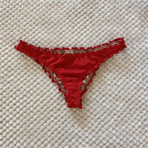 Red Cheeky Bikini Bottoms Size Small No Flaws Only Depop