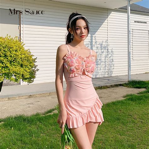 Swimsuit Women S One Piece Conservative Skirt Swimsuit Cover Belly Slimmer Look Hot Spring