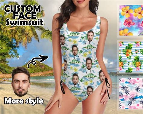 Custom Face Bikini Swimsuit Personalized Photo Swimsuit For Women Hawaiian Style Best Gift