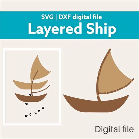 Layered Ship SVG DXF Boat Polynesian Sail Sailboat Digital Cut File Etsy