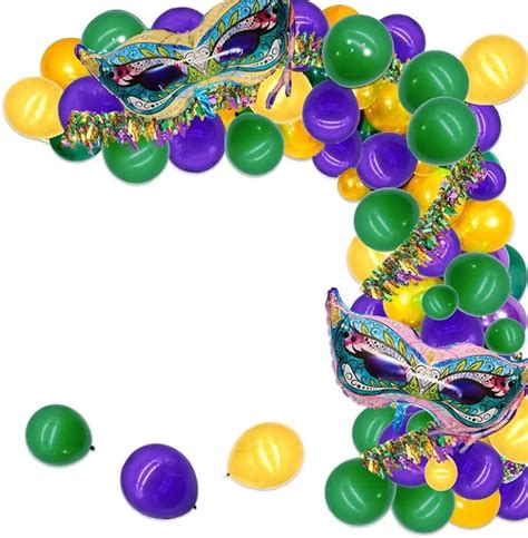 Amazon 128 PCS Mardi Gras Balloons Arch Garland Kit Green Purple