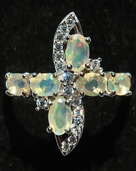 Bague De Foi Orn E D Opales Welo Silver Ring Opal Spiritual