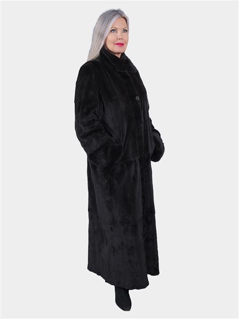 Ultra Light Black Sheared Mink Coat Reversible Estate Furs