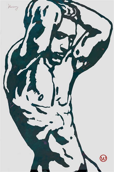 Man Nude Pop Stylised Etching Art Poster Drawing By Kim Wang Fine Art