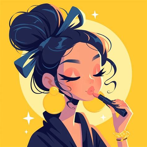 Chica Latina En Su Adolescencia Haciendo Maquillaje Vector Premium