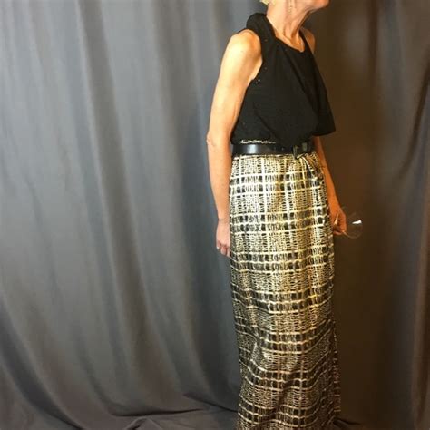 Vintage Skirts Euc Vintage Elinor Gay Metallic Blkgold Skirt Poshmark