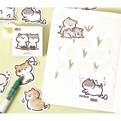 Mua Sticker cute dán sổ mẫu siêu HOT hình Mèo sushi Chó Shiba Heo Gấu Gà hộp miếng dán