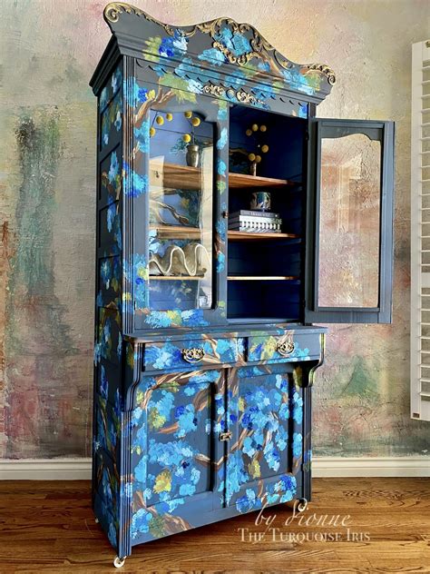 'Abalone Splendor' Handpainted Cabinet The Turquoise Iris