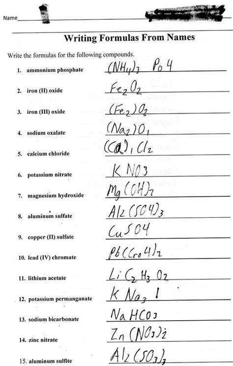 Writing Formulas From Names Worksheet Writing Worksheets