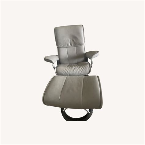 Scandinavian Designs Leather Chair and Ottoman - AptDeco