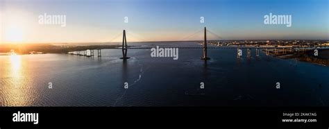 A Panoramic Shot Of The Arthur Ravenel Jr Bridge Over The Cooper River