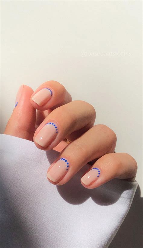 Sleek Simplicity Minimalist Nail Inspirations Dots Blue Cuff Nude