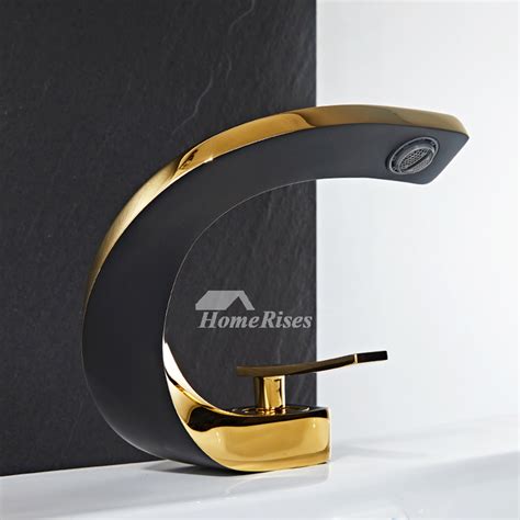 Designer Bathroom Sink Faucets Brass Black And Gold Hot And Cold Faucet Rose Gold One Hole