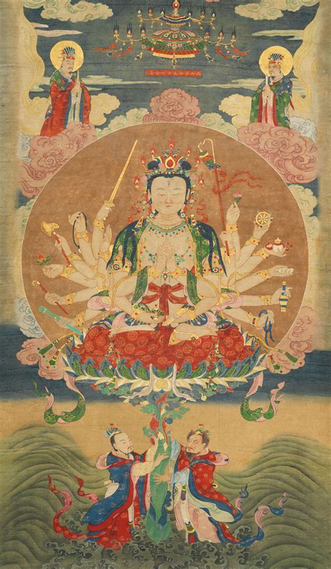 A Large Hanging Scroll Of Cundi Bodhisattva Qing Dynasty 19th