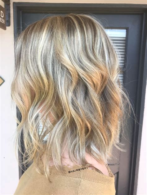 Textured Blonde Lob Blonde Lob Sandy Blonde Blonde Balayage