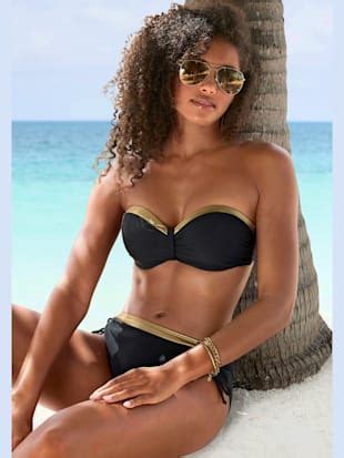 Haut De Bikini Bandeau Armatures Couleur Unie Avec Empi Cement Couleur Or