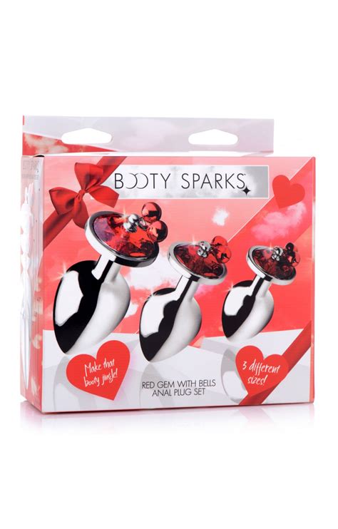 Red Gem With Bells Anal Plug Set Btys Ag