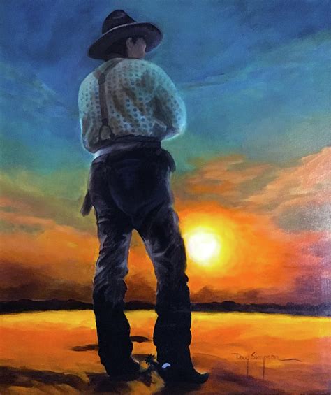 Cowboy Sunset Painting by Doug Simpson - Fine Art America