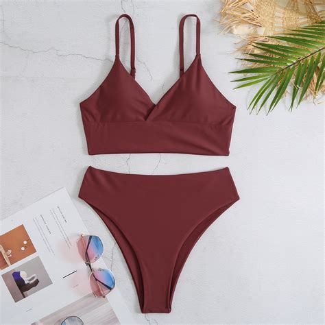 High Waist Solid Bikini Swimsuit Swimwear And Women Swimwear Price
