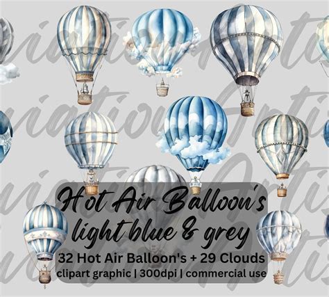 Watercolor Hot Air Balloons Clipart It S A Boy Png Balloons Nursery Decor Baby Shower