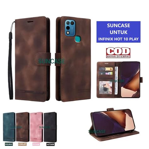 Jual Casing INFINIX HOT 10 PLAY Model Flip Buka Tutup Case Kulit Ada