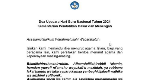 Teks Doa Upacara Hari Guru Nasional 2024 Lengkap Dengan Link Download